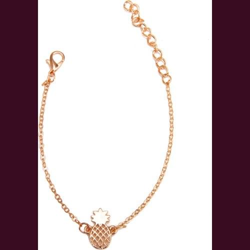 Hollow Pineapple Fruit Rose Golden Silver Plated Adjustable Bracelets for Women