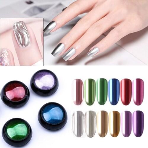 1PC Mirror Nail Glitter Powder Gold Silver Metallic Laser Pigment Dust Nail Art Decorations Polish Powder DIY Designs Tool TSLM1