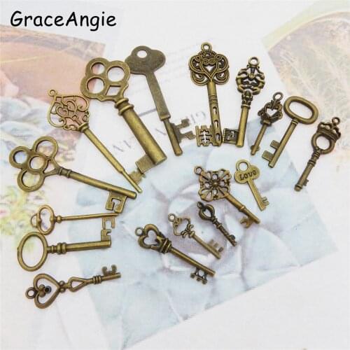 10pcs 5 Styles Antique Bronze Metal Skeleton Key Shape Bottle Opener Rustic Wedding Souvenir Decor Gift Party Favor Supplies