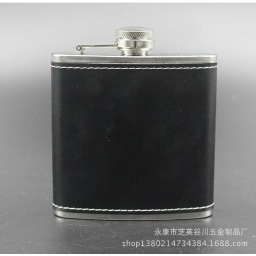 100pcs/lot Free Shipping 6oz Stainless Steel Hip Flask Faux Leather Wrapped Flagon Wine Pot Portable #gib
