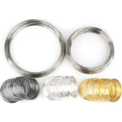 100 Loops Doreen Box Memory Beading Steel Wire Gold Silver Color For DIY Necklace Bracelet Jewelry Making 140mm - 50mm Dia