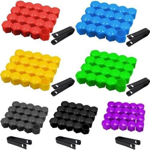 20pcs 17mm 19mm 21mm Whee Nu Bolt Head Cover Cap Protective Bolt Caps xterior Decoration Bolt Rims Silver Black