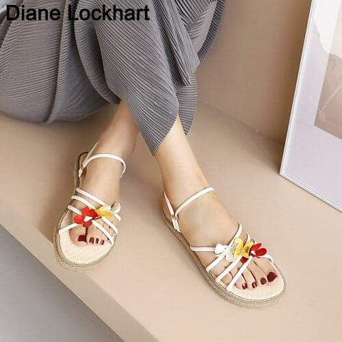 2021 Sandals Woman Shoes Braided Rope Beach Shoes Flowers Ladies Sandal Roman Gladiator Non-slip Flip flop Mujer Sandalias 32 33