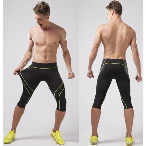 Mens 3/4 Compression Running Pants Jogging Pants Gym Sport Tights Fitness Legging Running Pants Basketball Sweatpants
