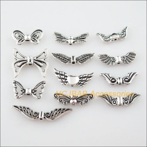 36Pcs Tibetan Silver Color DIY/ Animal Wings Spacer Beads Charms Pendants