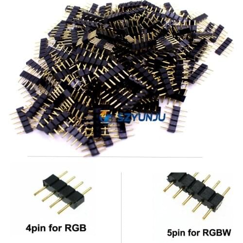 4pin RGB / 5pin RGBW Plug Male Connector For RGB/RGBW Female connector 5050 LED Strip RGB Single Color led lighting