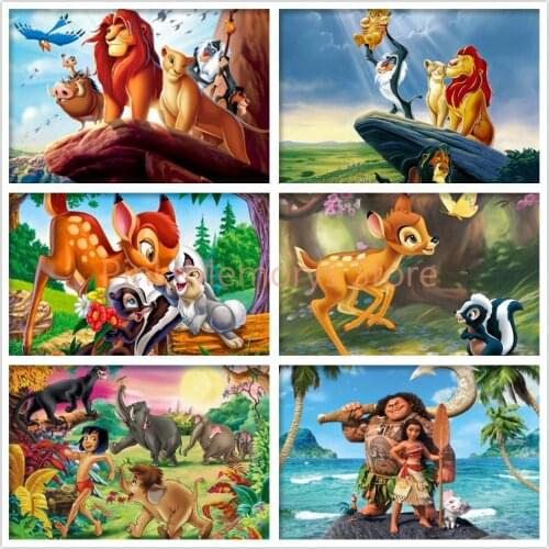 5D Full Square Round Diamond Embroidery Diy Diamond Painting Lion King Cross Stitch Kit Mosaic Fawn Bambi Rhinestone Home Decor