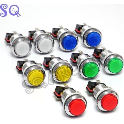 8pcs Arcade Pandora console LED Lighting Push Button Snap 28mm silver plated Miro Switch Buttons for DIY Raspberry pi MAME PC