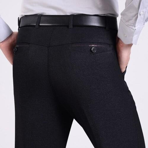 2021 Autumn Mens Casual Pants Business Suit High Waist Loose Straight Trousers
