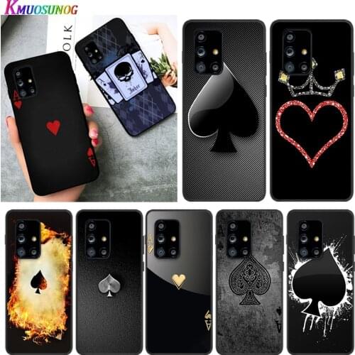 Colorful Poker for Samsung A91 A81 A71 A72 A52 A51 UW A42 A41 A32 A31 A21 A12 A02S A11 Black Phone Case