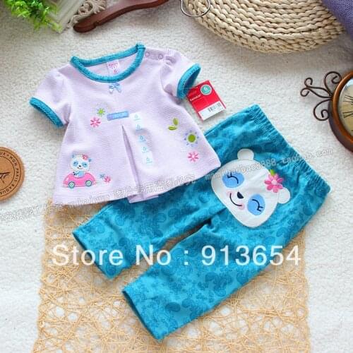 Kids clothes new 2017 summer Baby clothing sets for girls Short sleeve t-shirt pullover + pants sets children clothing