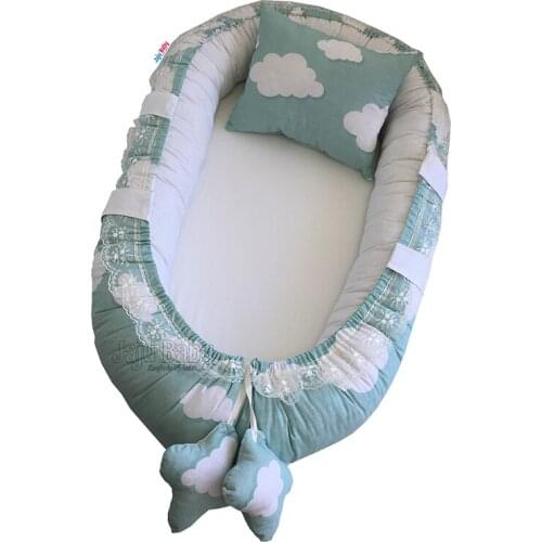 Jaju Baby nest Mint Cloudy Orthopedic Luxury BabyNest Baby Bedding 100x60cm
