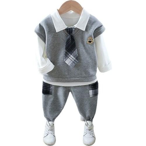 New Spring Autumn Baby Boys Clothes Children Cotton Casual Vest T-Shirt Pants 3Pcs/Sets Toddler Sports Costume Kids Tracksuits