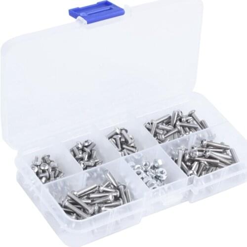 GTBL 230Pcs M3 Stainless Steel Hex Hex Drive Button Head Socket Cap Bolts Screws Nuts Assortment Kit (M3)