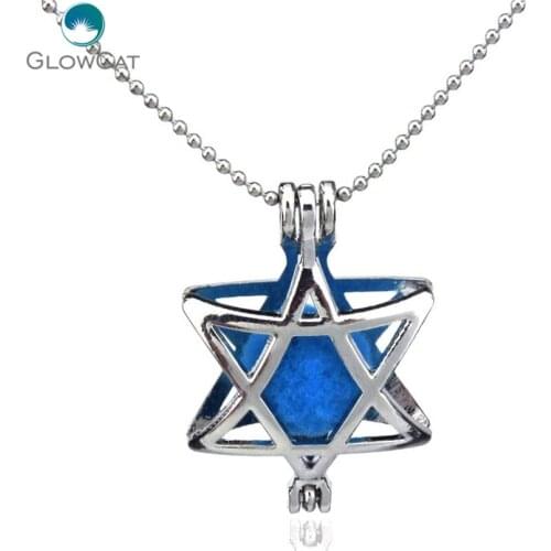 K26 Silver Star of David Diffuser Locket Necklace Aromatherapy Steel Chain 16" Aroma Essential Oil Diffuser Locket