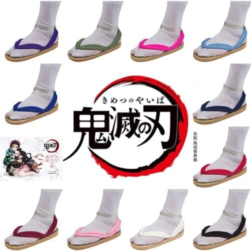 Hot Anime Demon Slayer Kimetsu No Yaiba Cosplay Accessories Kamado Nezuko Cosplay Clogs Kimono Flip-flops Geta Slippers Shoes