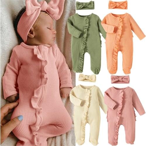 Cotton Romper Autumn Winter Newborn Infant Baby Girls Long Sleeve Ruffles Floral Print Jumpsuit Costume Jumpsuit Baby Clothes