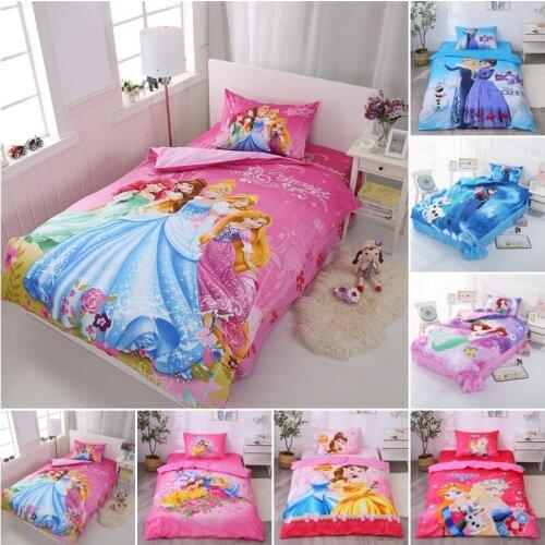 Disney Cinderella Bella Princess Rapunzel Girls Cotton Bedding Set Duvet Cover Bed Sheet Pillow Cases Twin Single Drop Shipping