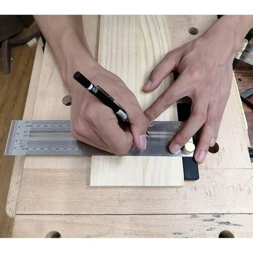 Woodworking Scribe T-type Ruler Hole Scribing ruler woodworking crossed-out tool Marking Gauge Measuring Tool 180-400mm