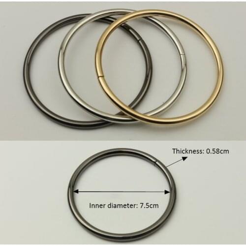 2pcs 7.5cm O Rings Metal Circles Bag handle Metal ring Female bag DIY handle Luggage Bags Hardware Accessories Purse Hanger