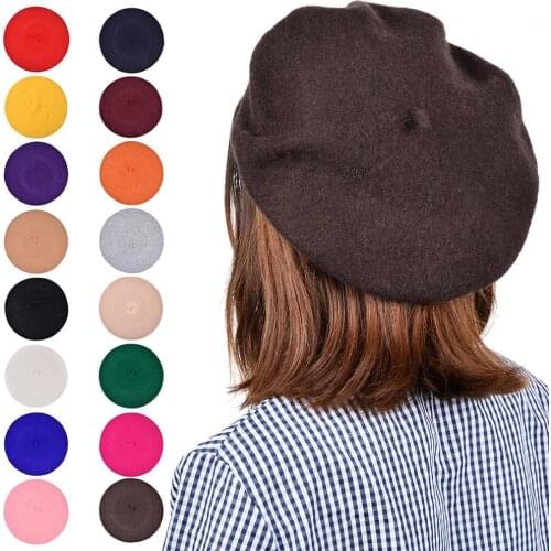 Fashion New Women Wool Solid Color Winter Hat Beret Female Bonnet Caps Winter All Matched Warm Walking Hat Cap Boinas De Mujer