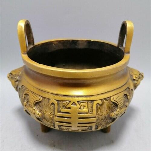 Collectable! Old Chinese Antique Collection Brass Tripod Incense Burner
