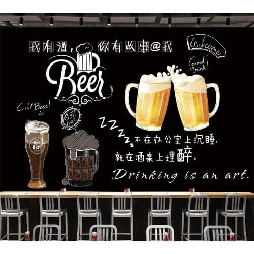 Beibehang Customized Fashion Wallpaper Mural Black Simple Beer Bar Retro Series Background Wall Decoration papel de parede