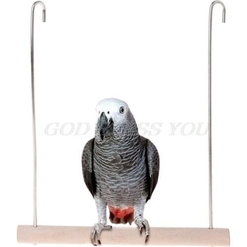 Natural Wooden Birds Perch Parrots Hanging Swing Cage Pendant Toys Stand Holder Drop Shipping