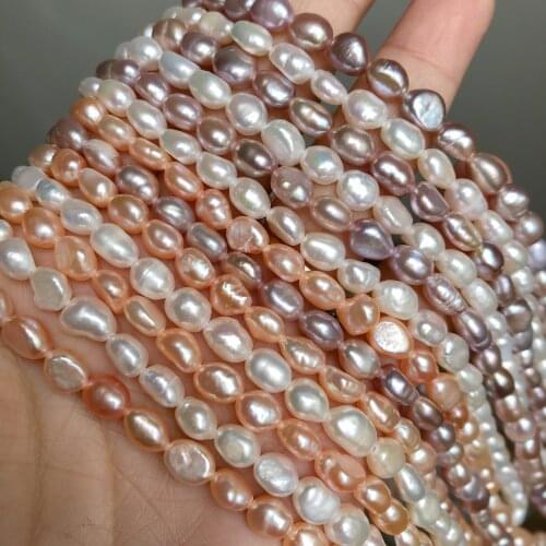 Natural Freshwater White Purple Pink Pearls High Quality Oval Loose Beads For Jewelry Making DIY Women Bracelet Necklace Hairpin