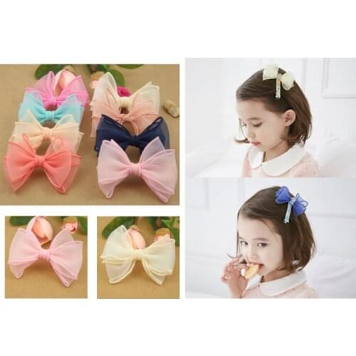 2015 New double layer gauze bows without clip Girls' hair accessories boutique bows hair ornaments 30pcs/lot Free Shipping