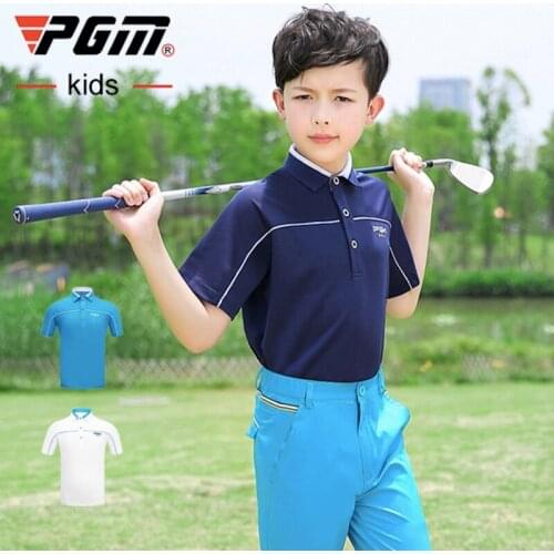 PGM Golf Kids Short Sleeve T-Shirts Summer Clothing Match Ball Suit Boys POLO Shirt Breathable YF081 Wholesale