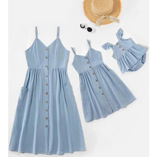 Tank Mother Daughter Dress Family Matching Clothes Look Mom Baby Mommy and Me Dresses Clothes Woman & Kid Girls Toddlers Outfits