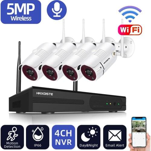WIFI CCTV Camera Security System Kit 5MP 4CH Wireless NVR Kit Outdoor Waterproof Wifi Bullet Camera Video Surveillance Set 2MP