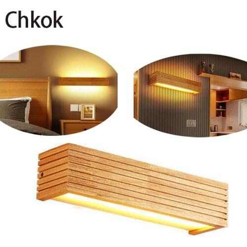 Modern Nordic solid wood wall lamp luxury creative interior wooden lamp simple wooden art wall lamp living room bedroom lamp