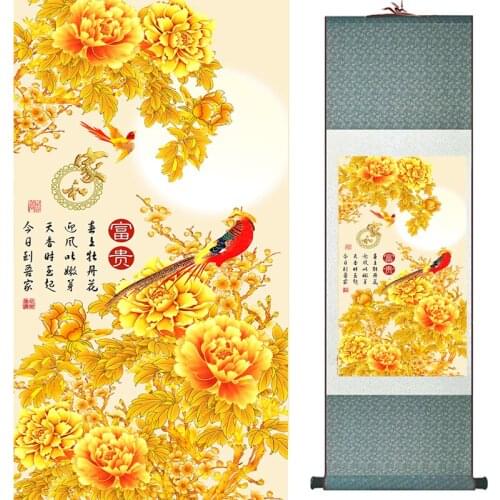 Traditional Chinese Art Painting birds and flowers painting art painting Mudan ink painting wedding decoration 19050911