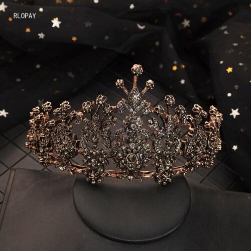 Turkish Luxury Wedding Hair Accessories Bridal Old Gold Hair Jewelry for Women Sparkly Rhinestone Hair Accessories