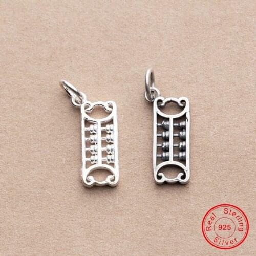 UQBing 100% 925 Sterling Silver Matte Retro Thai Silver Abacus Pendant Charms DIY Jewelry Making Necklaces