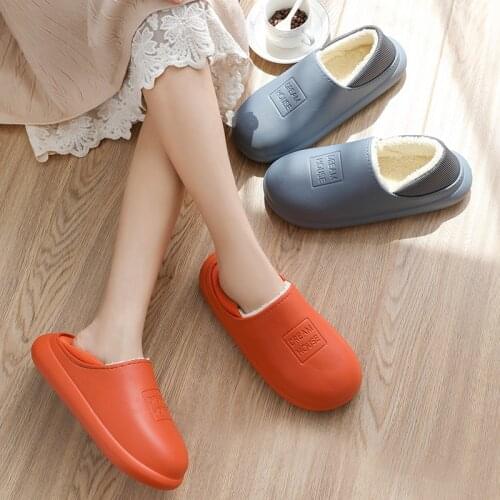 Waterproof Women Winter Home Slippers Indoor Work Home Shoes Cotton Non-slips Ladies Soft Slippers Foam Couples Shoes