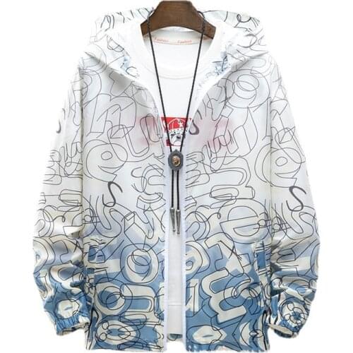 Women Basic Jackets Summer 2021 Colorful Oversize Print Thin Windbreaker Women Hooded Jackets Coat Zipper Woman Veste Femme