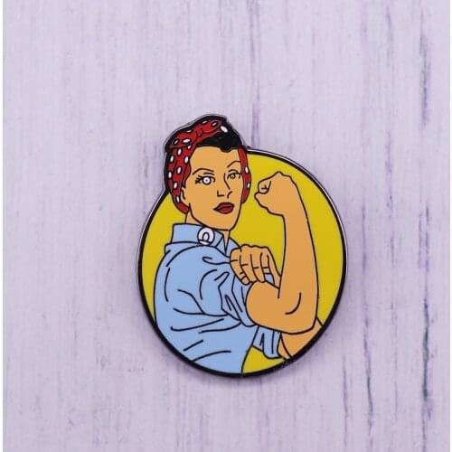 Girl power Female enamel pin womens empowerment slogan brooch punk band Bikini Kill pin