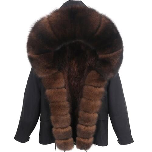 Winter jacket Female Natural fur coat lining parka real fur coat Raccoon fur collar warm thick parkas fox fur coat Women