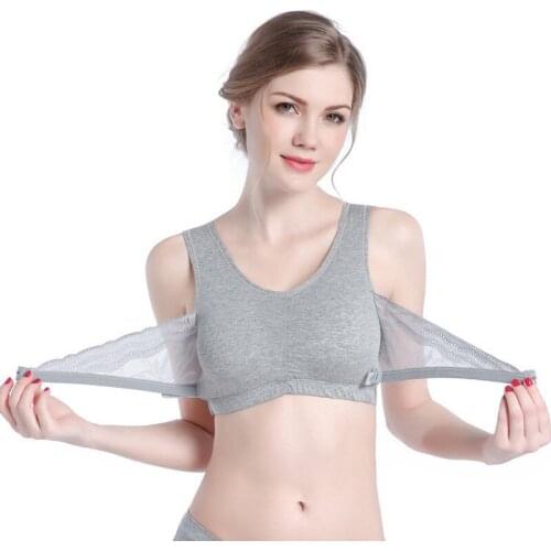 Women Front Cross Buckle Lace Bra No Steel Ring Cotton Sexy Gathered Seamless Gentle Bras Comfortable Bras