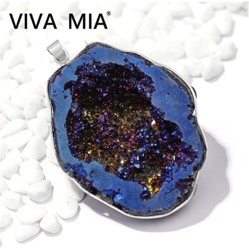 1PC Druzys Geode Druza Natural Stone Electroplated Edged Slice Agates Pendant Geode Drusy Pendants For Necklace jewelry Making