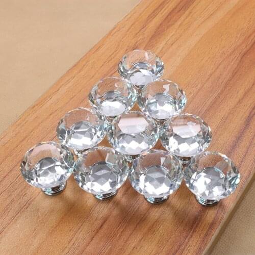 30mm Diamond Shape Design Crystal Glass Knobs Cupboard Pulls Drawer Knobs Kitchen Cabinet Handles Furniture Handle