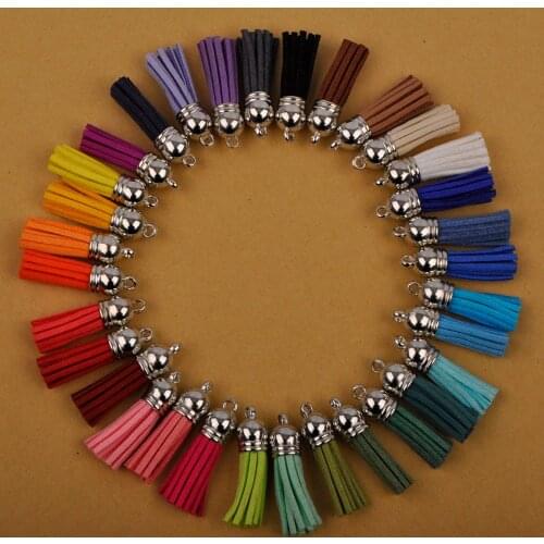 200pcs 38mm Leather Tassel For Keychain Cellphone Straps Jewelry Fiber Fringe Suede Tassel DIY Pendant Summer Jewelry Findings