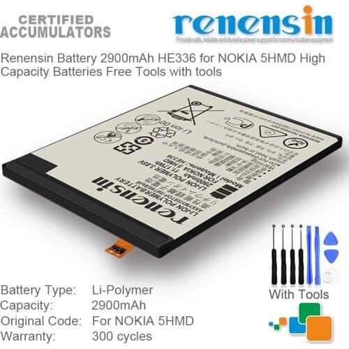 Renensin Battery 2900mAh HE336 for NOKIA 5HMD High Capacity Batteries Free Tools with tools