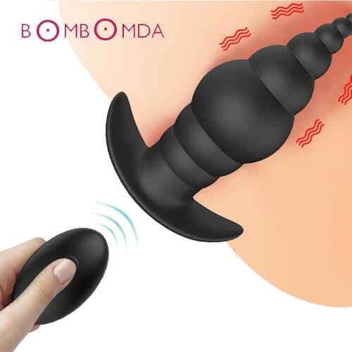 Wireless Remote Anal Bead Plug Vibrator Prostate Massager Silicone Vibrating Butt Plug Dual Massage Anal Sex Toys for Men Woman