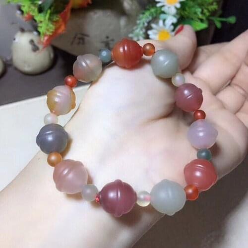 Fine Color Natural Crystal Bracelets Carved Bell Beads Bracelets Lucky for Women Men Wrist Bracelets Fashion Crystal Jewelry