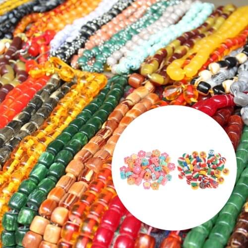 50x Soft Pottery Beads Charms Craft Round Beads Flower with Hole for Jewelry Making Bracelet Earrings Activity Gift