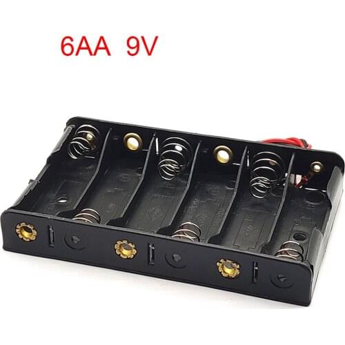 AA Battery Storage Case 6AA /5AA Battery Holder AA Battery Box Case With Cable 5/6 Slots Series 9V 7.5V DIY